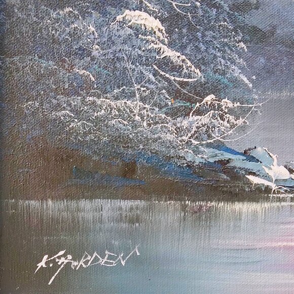 Beautiful Landscape Mountain Sunset Original Oil Painting By Artist K. Horden - Picture 11 of 12